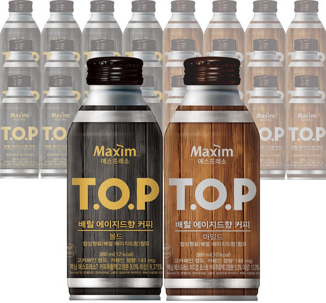 맥심 티오피 380ml 배럴 에이지드향 커피 볼드12+마일드12, 24개