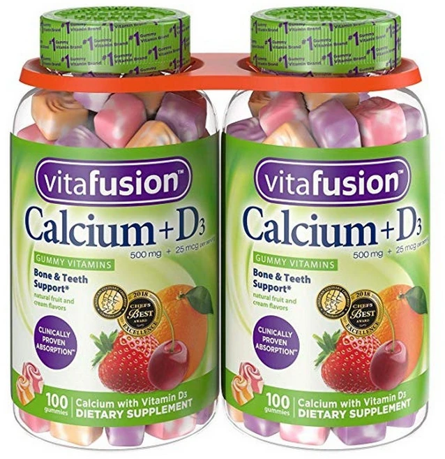 비타퓨전 성인용 칼슘 + 비타민 D3 젤리 100개입 2팩, 2개, 100정 - 쿠팡