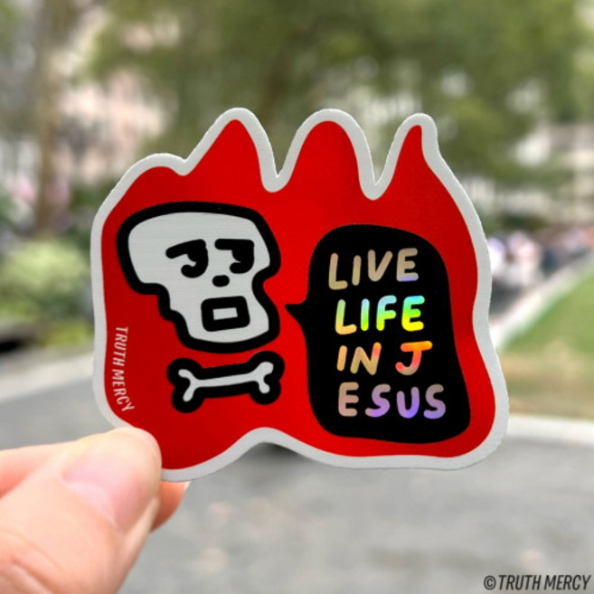 Live Life In Jesus 예수천국 불신지옥 스몰 홀로그램 조각스티커 트루스머시 크리스천 굿즈