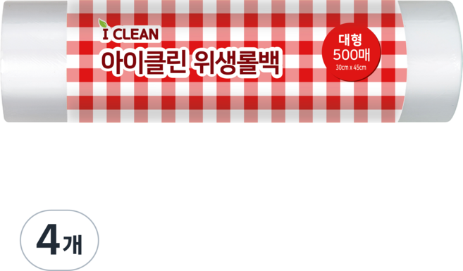 아이클린 위생 롤백 30cm x 40cm, 대(L), 500개입, 4개