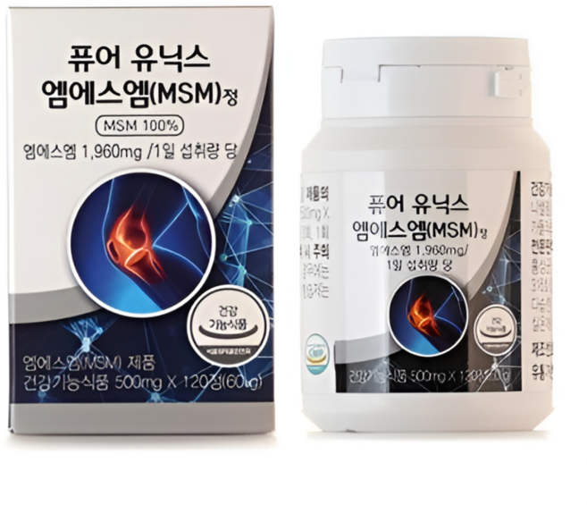 피케이바이오 디메틸설폰 100% msm식이유황 퓨어유닉스 엠에스엠 효능, 1개, 120정