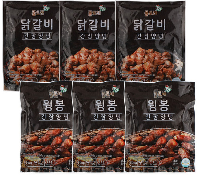 풀토래 간장양념 닭갈비_윙봉 2팩, 6개, 500g