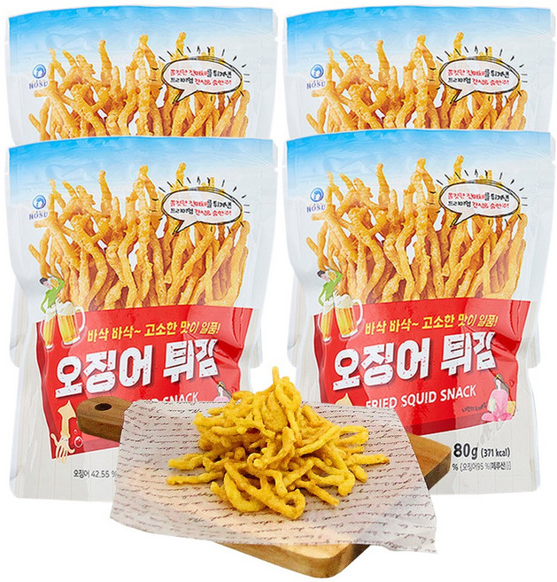 호수 오징어 튀김, 80g, 4개
