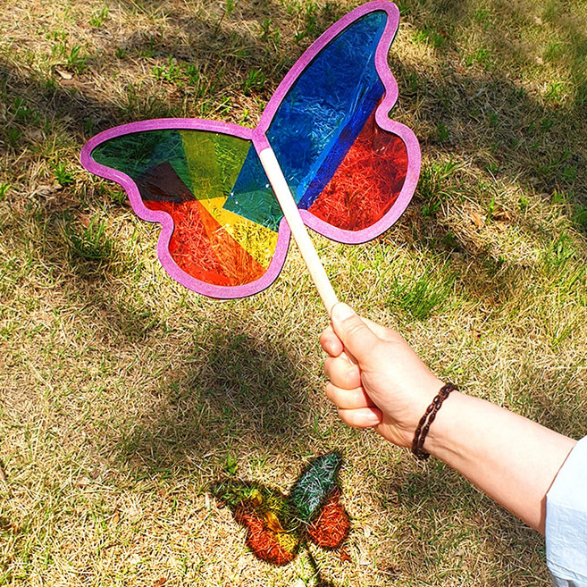 셀로판지 놀이 썬캐쳐 키트 가을 봄 만들기 미술활동 캠핑놀거리 집콕놀이 나비, 브라키오사우루스