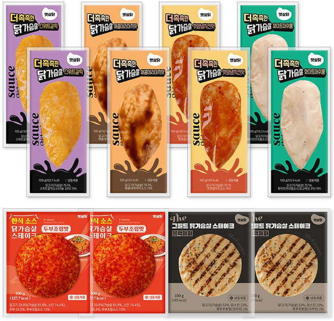 햇살닭 더촉촉한 소스 닭가슴살 6종 12팩(각 2팩씩) 100g / 소스 / 혼합구성, 12개
