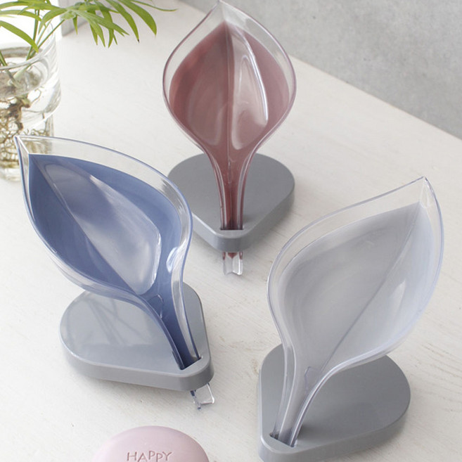 물빠짐 좋은 경사 구조 나뭇잎 디자인 비누 받침 홀더, 1개