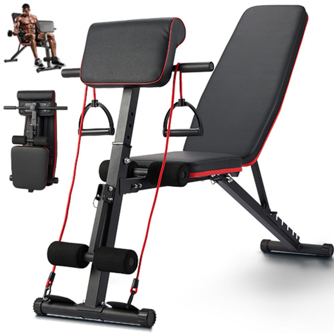 각도조절 인클라인벤치 가정용 접이식 벤치 헬스 벤치, 블랙+빨간