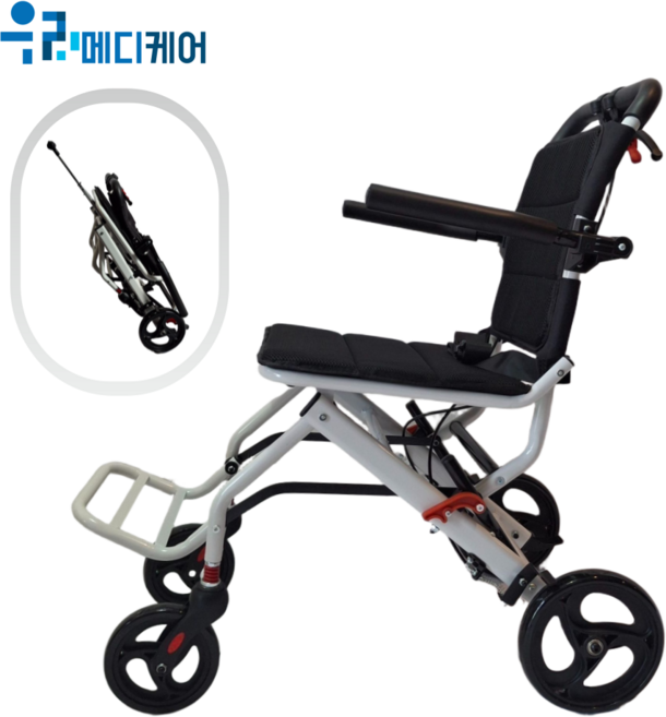 경량휠체어 휴대용 여행용 가정용 접이식 소형 노인 캐리어형 우리메디케어, 1개, 보급형휠체어단품