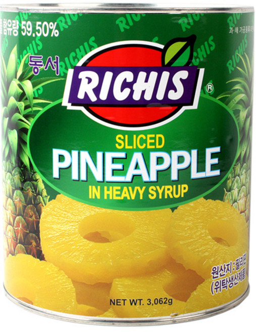 동서 리치스 파인애플 슬라이스 3kg 1박스 6개, 3.062kg