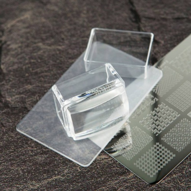 [고네일]엔리안 투명 사각 네일꾹꾹이 스탬프 세트, 1개