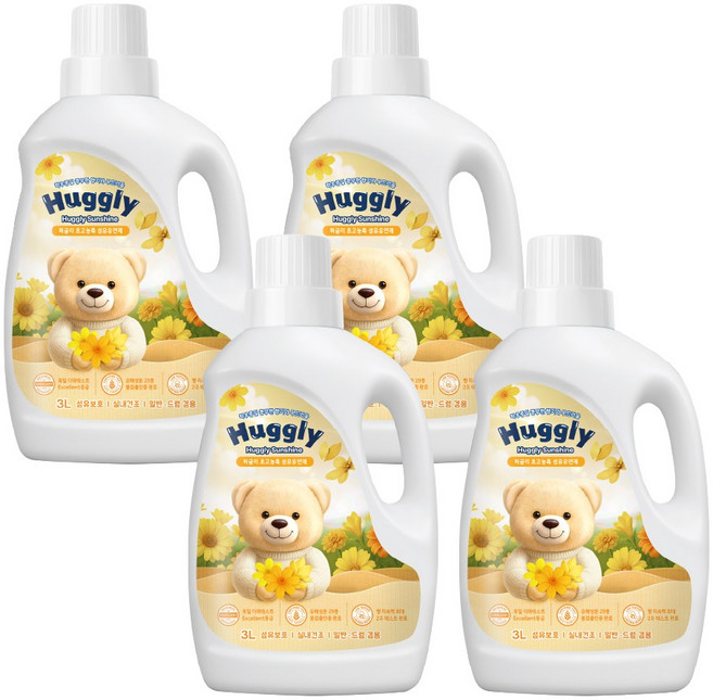 허글리 초고농축 섬유유연제 허글리선샤인, 4개, 3L