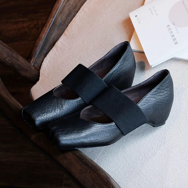 여성용 데일리 구두3/5cm 빈티지 양가죽구두 키높이 단화 플랫슈즈(빈티지한 패션 부드럽고 편안하다)