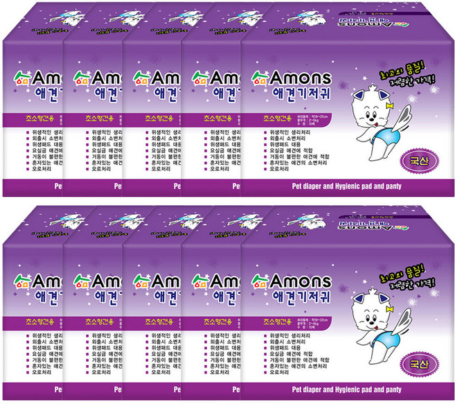 아몬스 국내생산 암컷용 애견 기저귀 100매입, 10개, 10개입