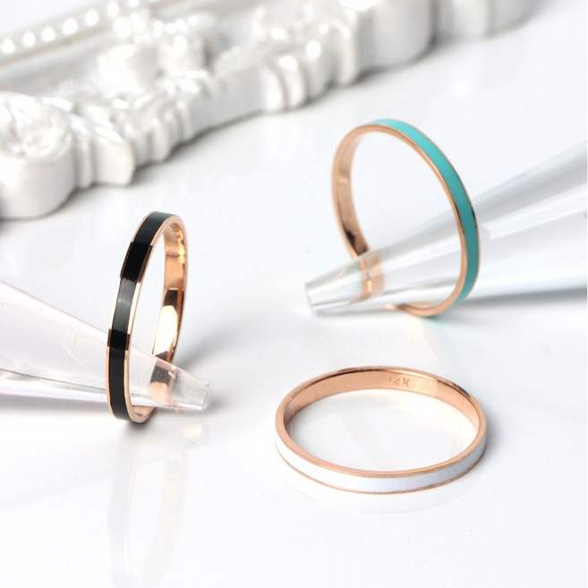 14K 로즈골드 컬러 포인트 볼륨 반지