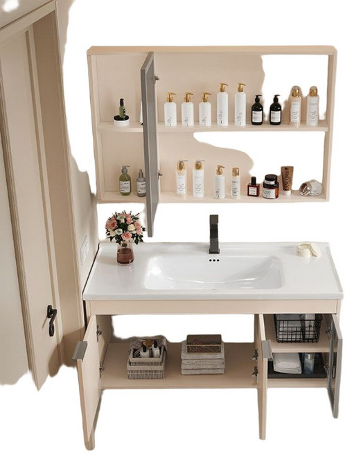 개폐식 덮개 배관 알루미늄 욕실 매립 도어 밀폐형 점검구 기타 타일 푸시형 부속 뚜껑 밸브, 5. 61CM 크림 세면대 일체형 캐비닛