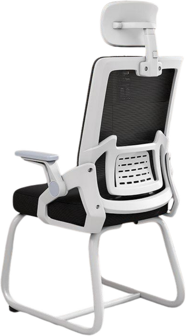 피노아르 바퀴 없는 공부 의자 컴퓨터 사무용 책상 회의용 체어 학생 편한 허리 메쉬, 화이트프레임/블랙메쉬/라텍스