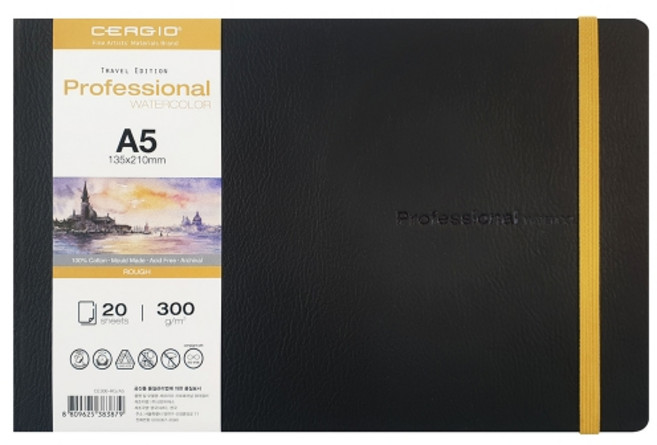 세르지오 프로페셔널 트래블 양장하드커버 300G 코튼 100% A6 A5, CE300-RG/A5 황목 A5