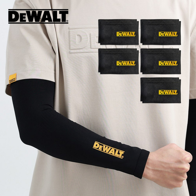 디월트 무봉제 자외선차단 쿨토시, 5개, 블랙