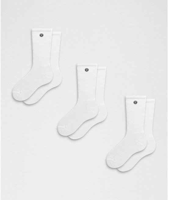 룰루레몬 LULULEMON 유니 데일리 에센셜 크루 삭스 *3팩 WHT LU9CDSS-0002 157657