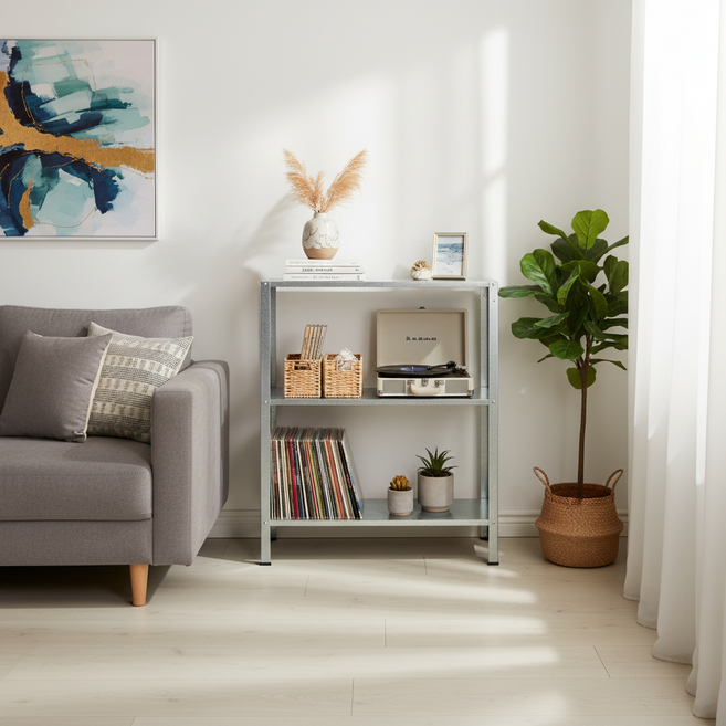 이케아 선반 3단 4단 5단 주방 철제 전자레인 밥솥 세탁실 선반, 실버