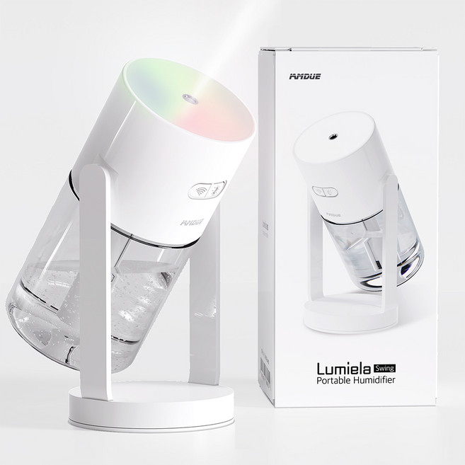 루미엘라 휴대용 미니 가습기 사무실 책상 탁상용 무드등 스윙, 화이트