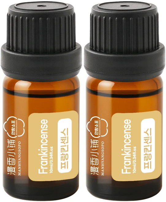 1+1 천연 100% 아로마 오일 에센셜 만향소포 PETA 비건 아로마테라피, 2개, 10ml, 프랑킨센스 에센셜오일 - 쿠팡