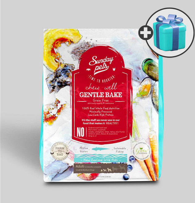 선데이펫 젠틀베이크 오븐베이크 사료 호키 + 국산 가수분해간식 400g, 1.3kg, 1개, 해산물