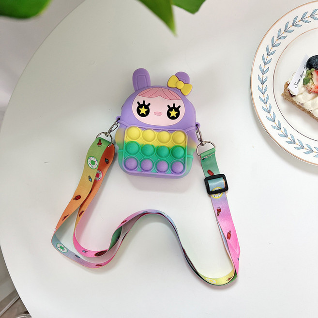 푸쉬팝 버블 가방 필통 팝잇 팝잇노트 뽁뽁이, 1개, 토끼 소녀가방(보라파스텔)