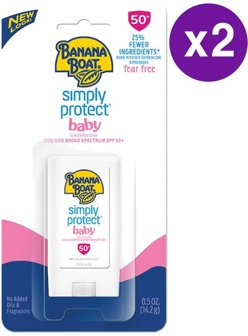 바나나보트 심플리 베이비 선스틱 SPF50 Banana Boat Simply Protect Baby Sunscreen Stick, 2개