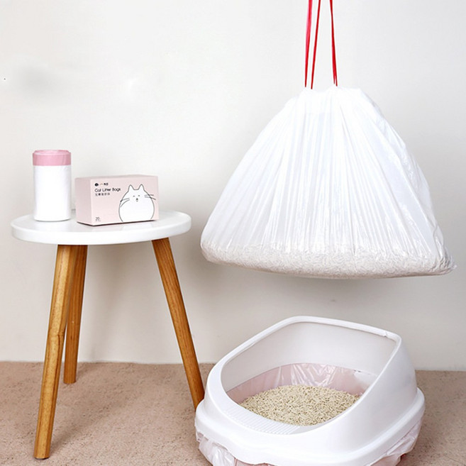 30매 원터치 고양이 모래 갈이 화장실 교체용 배변 봉투 대용량 비닐, 1세트, 화이트