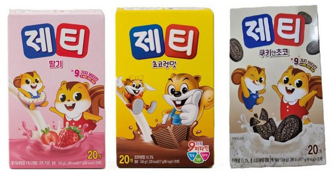 제티 초코 20개입 +딸기 20개입+쿠키앤초코 20개입 340g 1개 시원한음료 탕비실