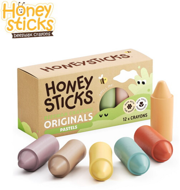 [허니스틱] 비즈왁스 크레용-오리지널 12색 파스텔 / 아기크레용/유아크레파스/돌아기크레파스
