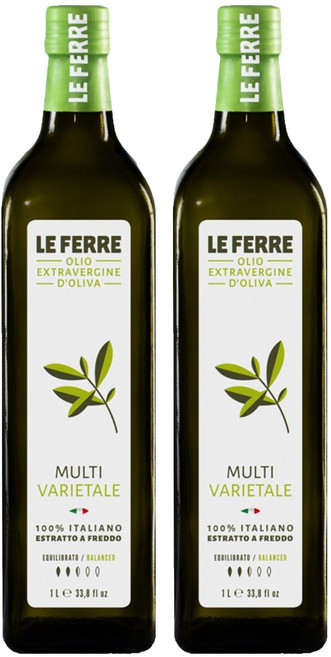 LE FERRE 멀티바리에탈레 엑스트라 버진 올리브 오일, 2개, 1L