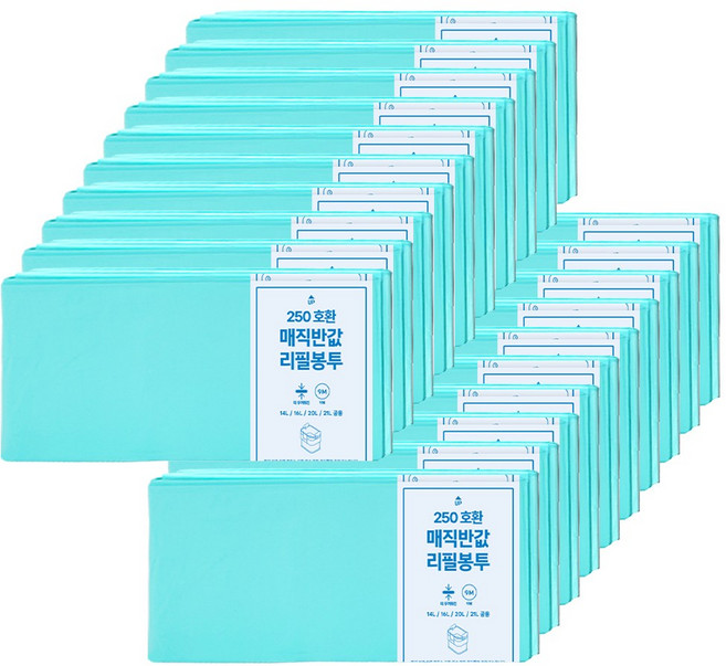 매직캔 호환 반값 리필봉투 250 무향, 20개, 21L