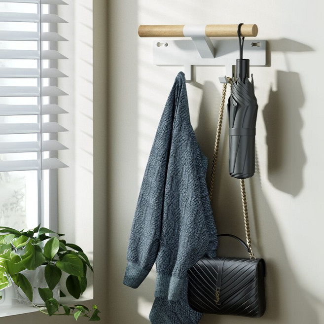 위즈플러스샵 책가방걸이 1단 벽부착형 후크 행거, 화이트, 1개