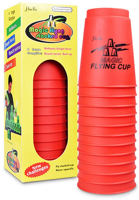 매직플라잉 컵쌓기 12pcs한세트 스피드컵 컵스텍 스타킹 컵쌓기 컵쌓기 파우치 별도구입가능, 레드