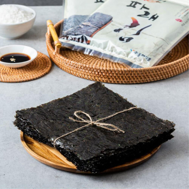 온가족 흰밥 쌈싸먹기용 남해 무조미 파래김 100장 식사 청결 맛, 1개