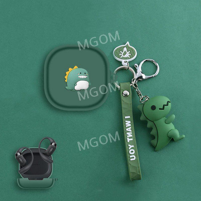 샥즈 오픈핏2 케이스 무선 이어폰 귀여운 호환 Shokz OpenFit2 보호 T920, OpenFit (T910), 그린+공룡, 1개