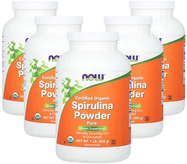 나우 푸드 인증된 유기농 스피룰리나 가루 1lb (454 g), 5개, 454g - 쿠팡