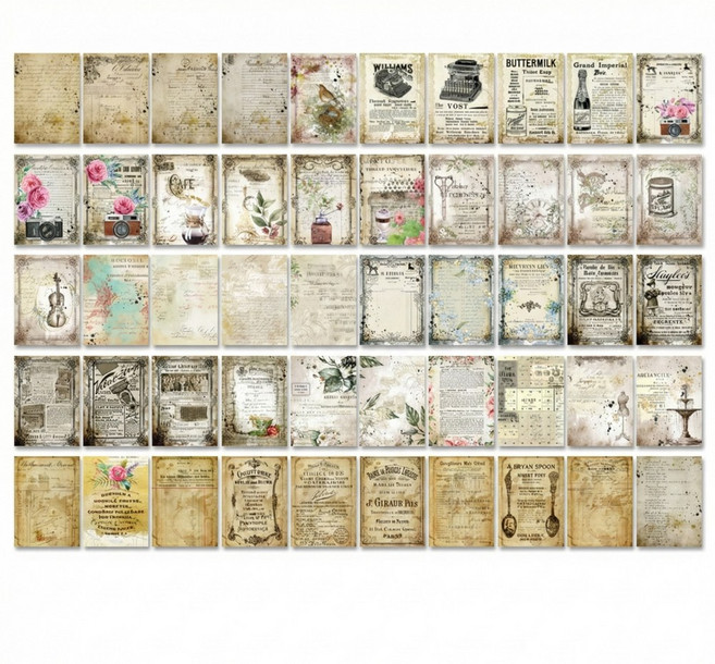 앤아일즈 인테리어 꾸미기 장식 빈티지 엽서 디자인 감성 종이 포스터, 1개, 빈티지 100장 - TDQZ-5290