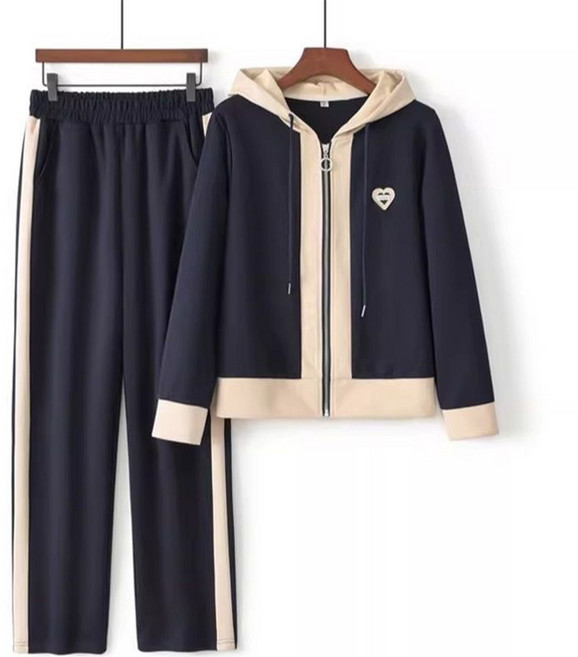 SELEAD 여성봄아우터 후드 투피스세트 봄옷코디 봄점퍼여성 바람막이 상의+하의 캐주얼 세트