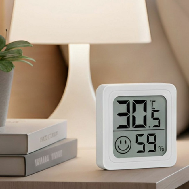 클닌 디지털 온도계 실내 온도계 습도계, 화이트, 1개