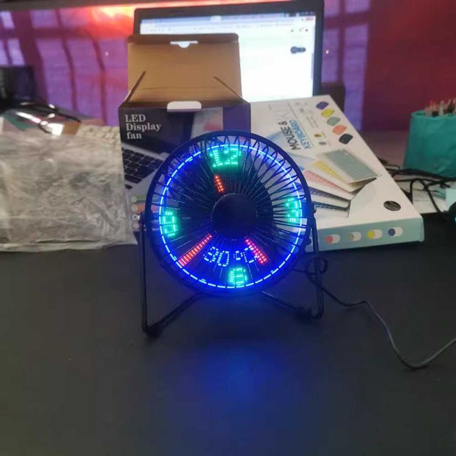 USB 홀로그램 선풍기 LED 시계 팬 탁상용 발광글씨, D 옵션이미지참고