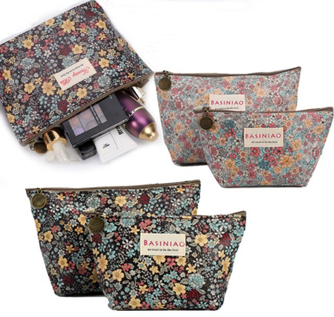 바시니아 여행용 화장품 파우치 소 중 2개세트 고퀄 방수 무광프린팅