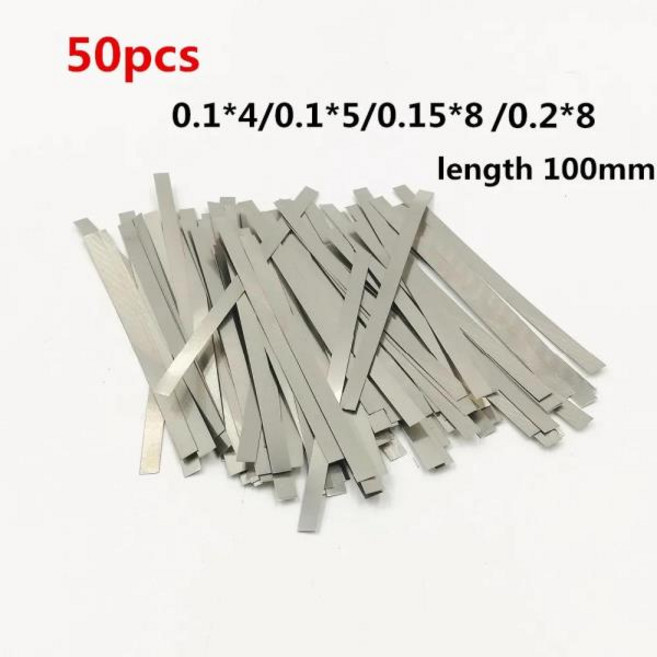 50pcs 니켈 도금 강철 스트립 플레이트 스트랩 시트 18650 배터리 스폿 용접 기계 용접기, 0.2x8x100mm, 1개, 4) 0.2x8x100mm