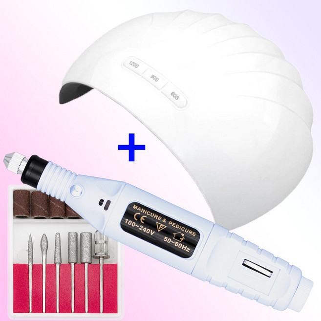 유키 젤네일 네일드릴+ 36W 조개 젤램프 세트, 1세트, 36W 조개젤램프+유키 셀프 네일드릴 세트