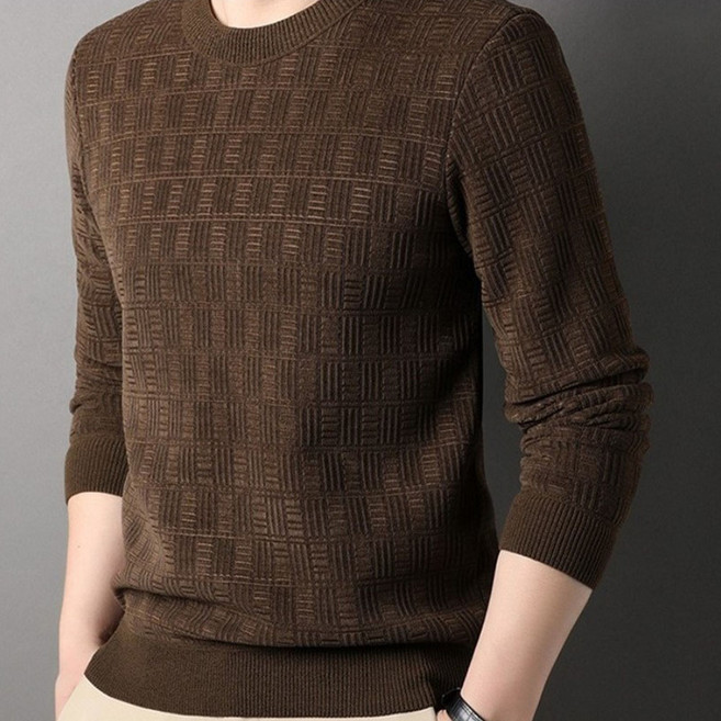 에이코어 남성용 라운드니트 직조패턴 기모안감 데일리룩 스웨터