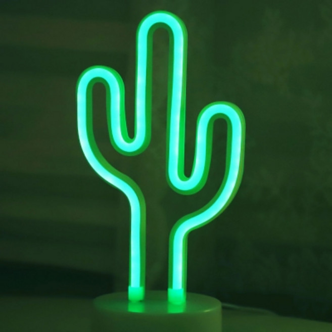 스투피드 LED 무드등 USB 조명등 인테리어등 모음, 08. LED 네온 전구 USB 조명등 (선인장)