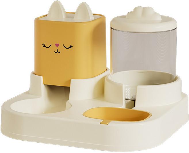 랜보어 반려동물 슬리프캣 반자동 급수식기, 옐로우, 1개