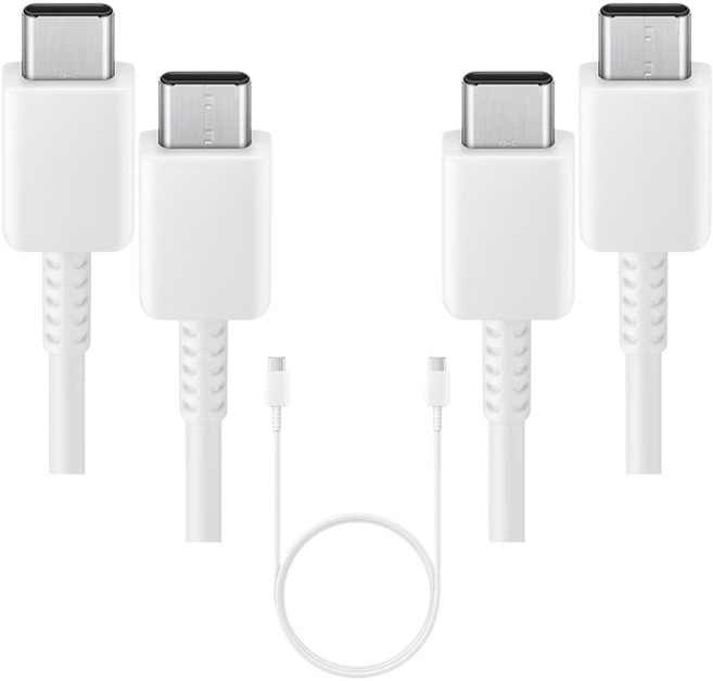 [1+1] 삼성정품 초고속충전 케이블 C to C 타입 최대 60W PD 충전지원 데이터 통신 케이블 2개입 1.8 미터 갤럭시 스마트폰, 1.8m, [1+1] 화이트+화이트, 1개